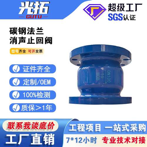 源头厂家消声静音止回阀国标法兰弹簧式逆止阀HC41X-16C