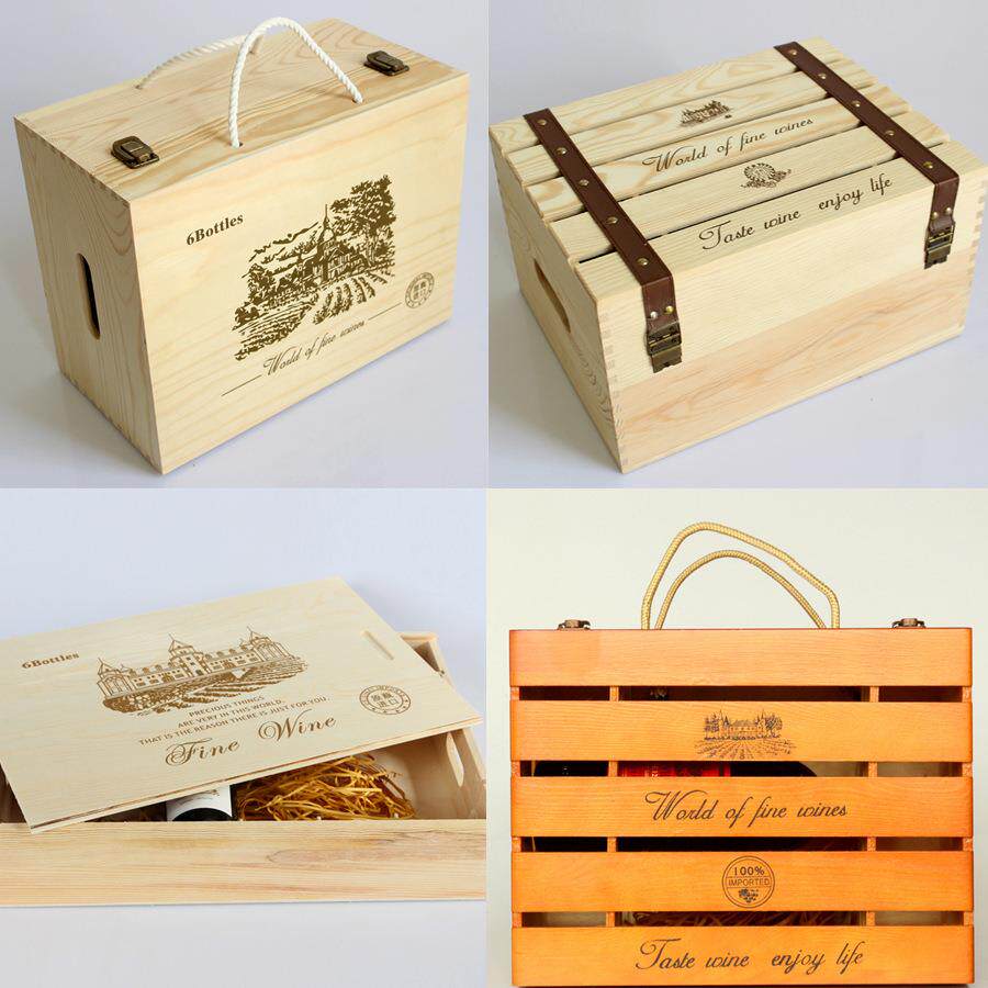 六支装红酒包装礼盒 红酒葡萄酒送礼包装礼盒六瓶酒包装木盒