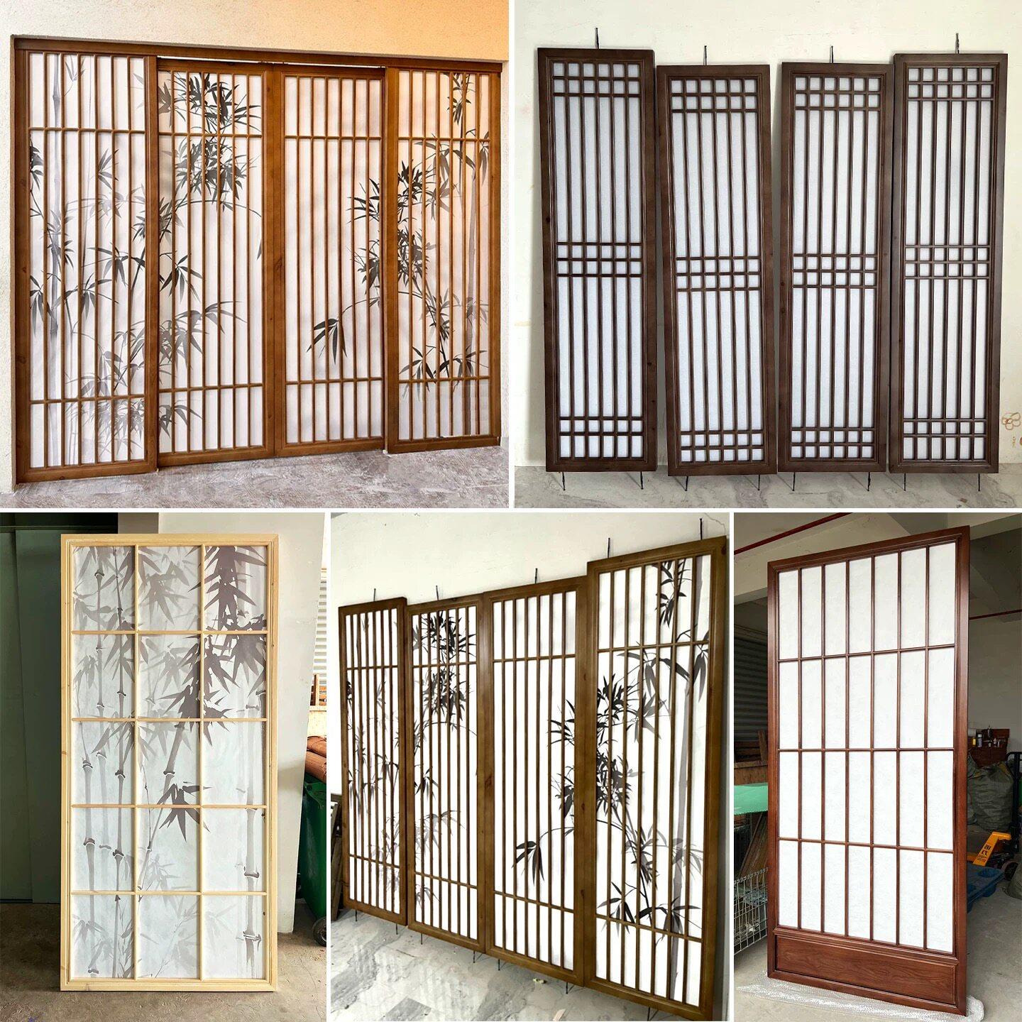 仿古门窗实木花格栅新中式隔断屏风镂空东阳木雕复古推拉门定制做