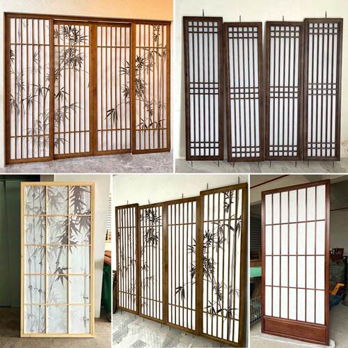 仿古门窗实木花格栅新中式隔断屏风镂空东阳木雕复古推拉门定制做
