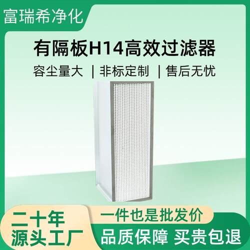 富瑞希洁净室过滤器有隔板h14高效过滤器 工业车间高效空气过滤器