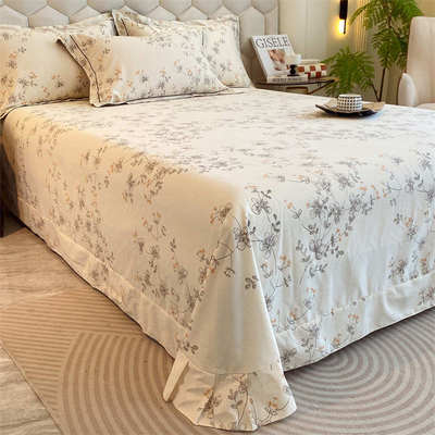 纯棉秋冬季厚磨毛全棉床上用品床单被套三件套加大245*250*270cm