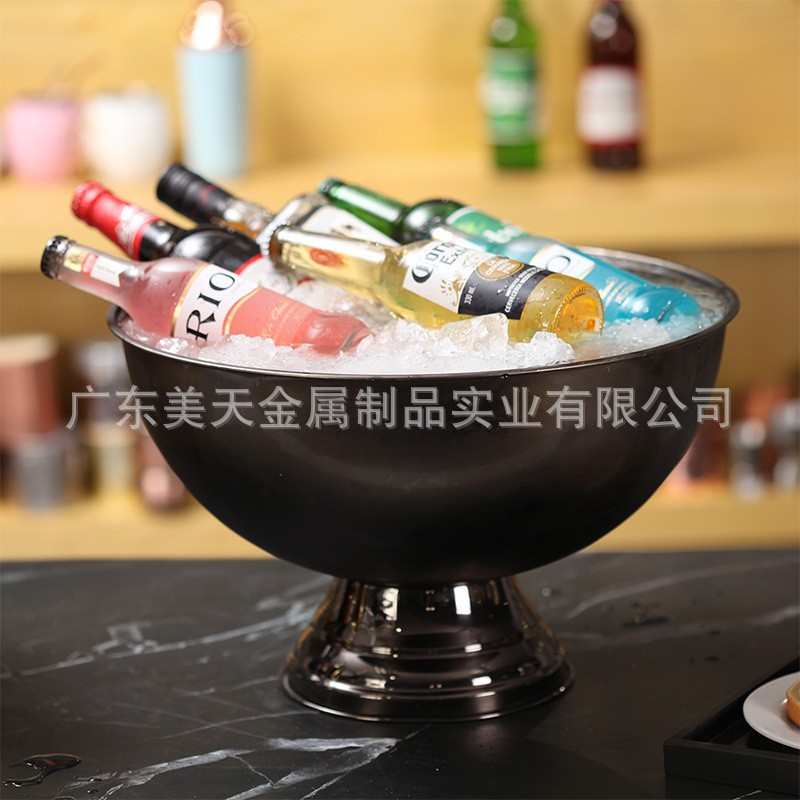 不锈钢冰桶 304酒吧香槟碗大号锤点鸡尾酒冰镇桶KTV酒吧冰酒用具