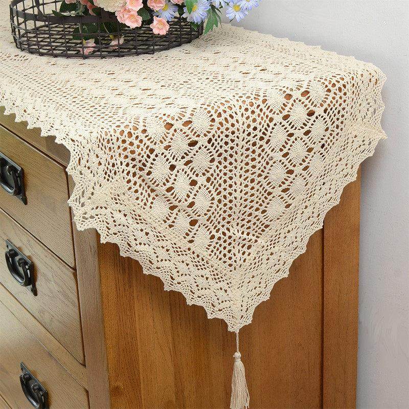 田园棉线裁剪彷钩针桌旗美式覆古餐桌桌布咖啡桌垫电视柜抽屉柜盖,居家布艺,桌布,淘宝优惠券,粉丝福利购,淘宝优惠卷