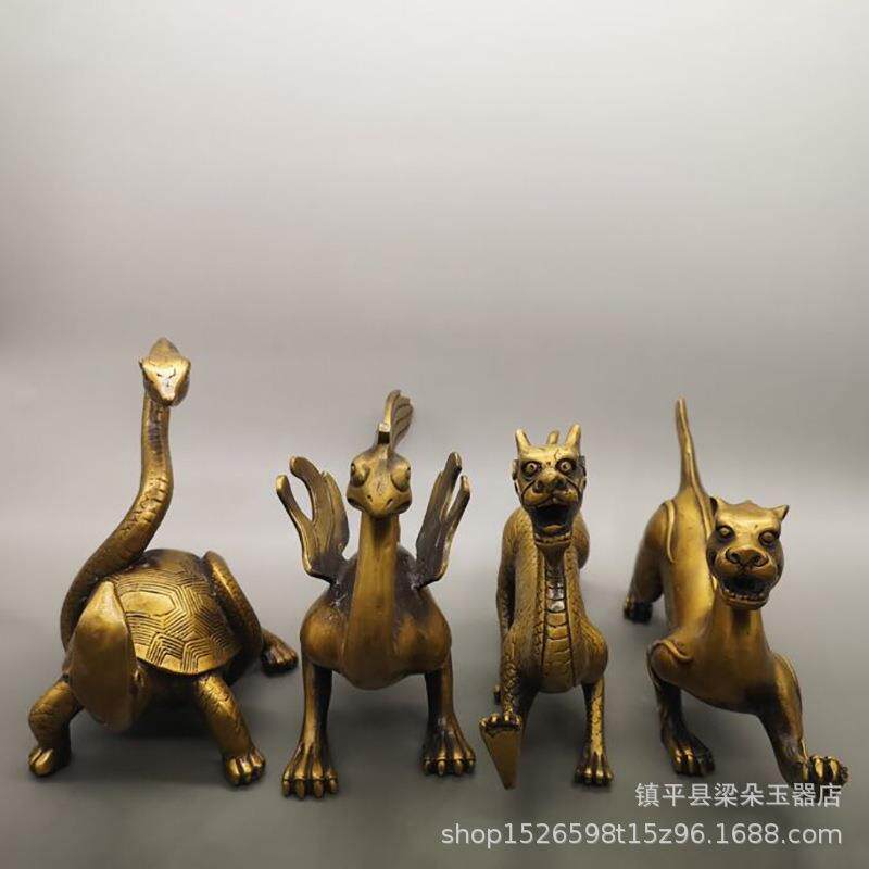 仿古纯铜大号青龙朱雀玄武白虎四兽摆件工艺品朱雀铜龙铜兽摆设