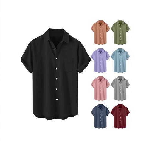 Men's plus size lapel four sided elastic shirt short