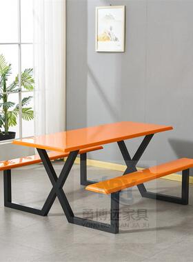 不锈餐桌学校KYL工厂饭堂餐厅/6/钢4人位连体快餐8桌椅组合钢制加