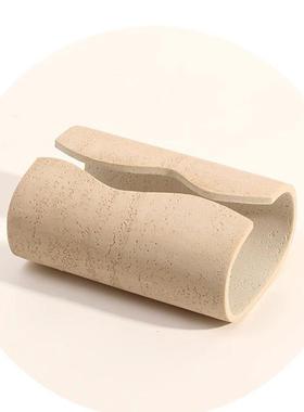 洞石纸巾盒客厅高档轻奢风酒店抽纸盒摆件高级感家用桌面餐巾纸盒