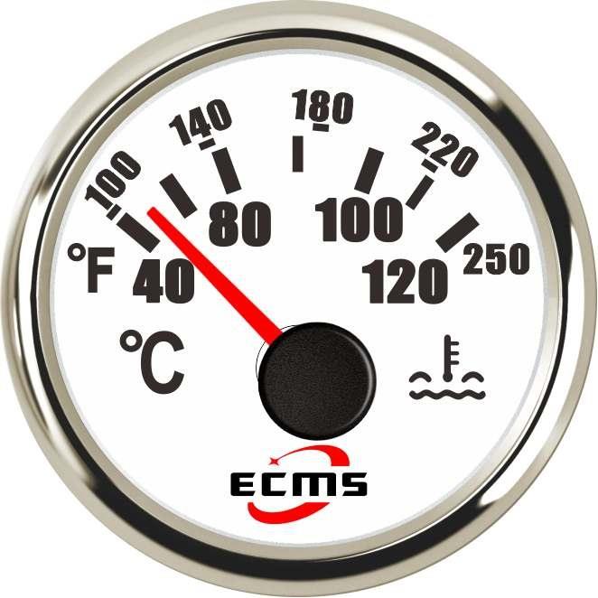 游艇船舶房车汽车改装车指针水温表温度表40-120℃52毫米316L