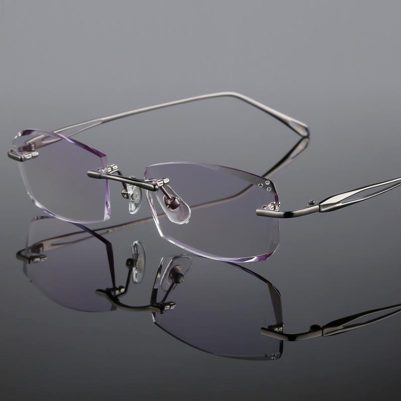 正品配无框近视眼镜男1女成品纯钛75/00/105/200/25度变色散光防0