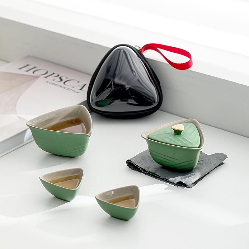 故宫文创陶瓷创意粽子快客杯茶具便携旅行茶具套装户外一壶二杯
