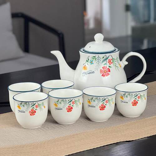 陶瓷家用水壶套装客厅耐高温过滤泡茶壶茶杯子茶壶整套办公室水具