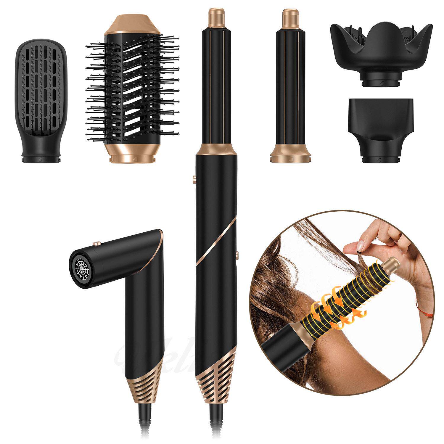 Hair Dryer Comb 6 in 1 Folding Portable Hot Air Brush Blow