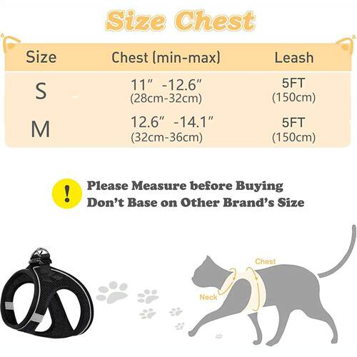 Cat Harness and Leash for Walking Escape Proof, Adjustable K