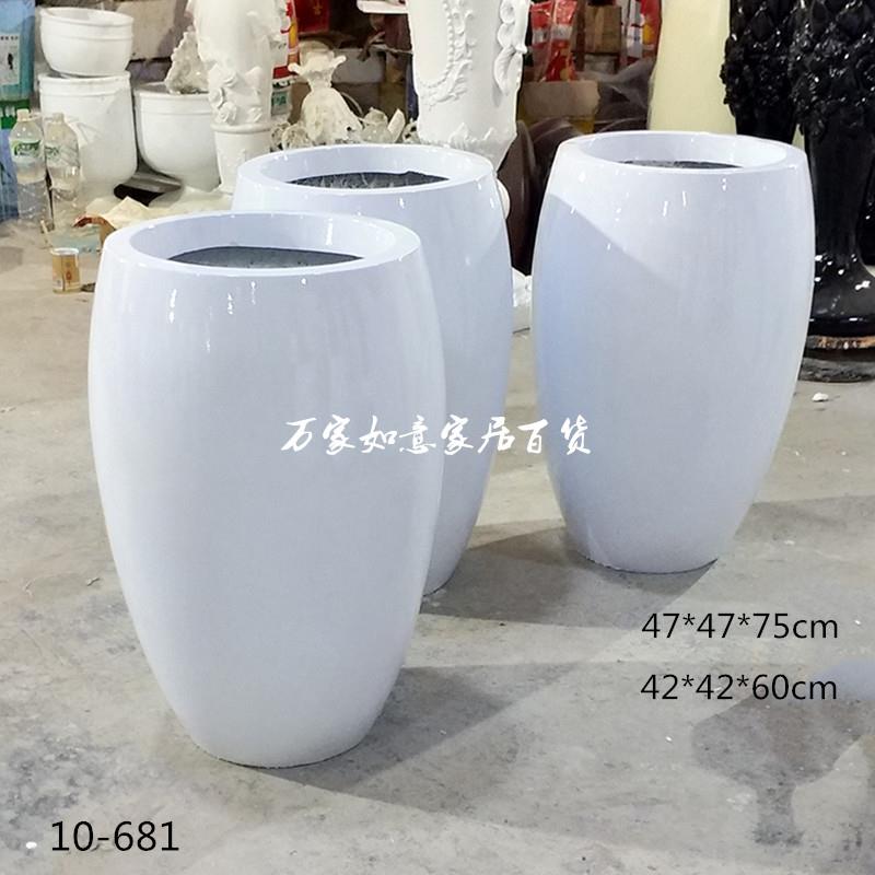 简约落地花瓶玻璃钢花器酒店商场客厅家居花插工艺装饰摆件直销