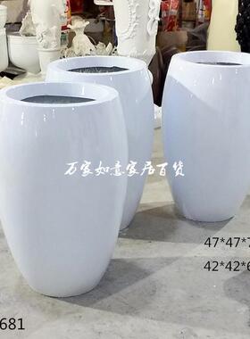 简约落地花瓶玻璃钢花器酒店商场客厅家居花插工艺装饰摆件直销