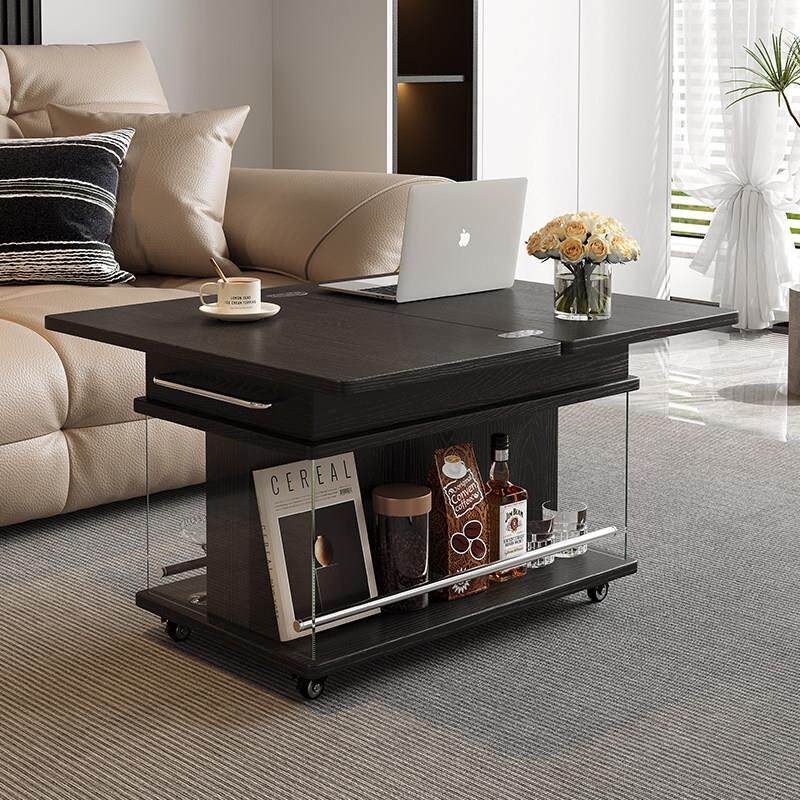 可移动茶几折叠边几桌小户型客厅家用阳台黑色小茶桌茶台沙发边柜