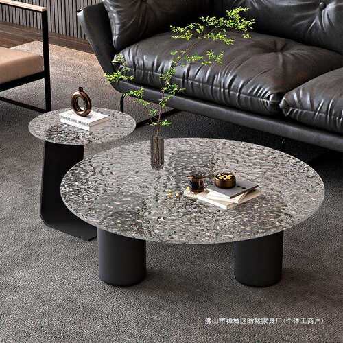 大理石岩板圆形方家用客厅小户型出租屋轻奢现代简约创意网红茶几
