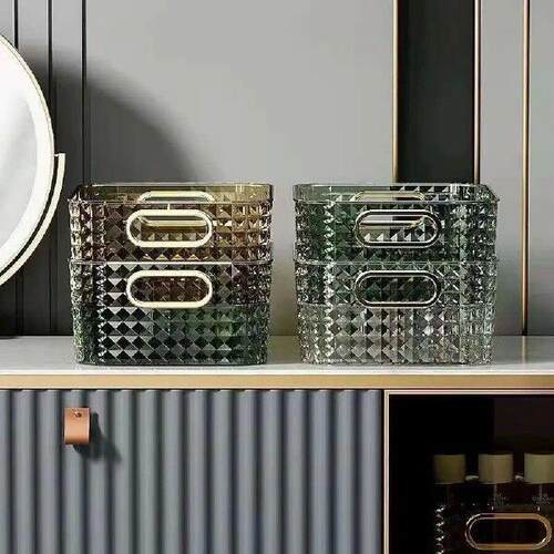 Transparent Cosmetics Storage Box Dustproof with Handle