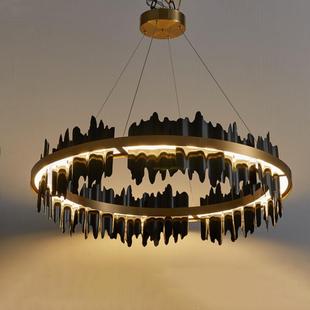 后现代轻奢客厅吊灯圆环形全铜简约餐厅蜡烛创意设计师卧室灯具