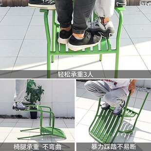 餐桌茶店阳台别墅咖啡厅庭院防水抹茶桌椅奶休闲牛油果绿金属椅