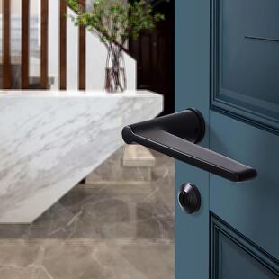 锌合金室内木门迷你小圈门把手卧室书房通用轻奢静音黑色分体门锁