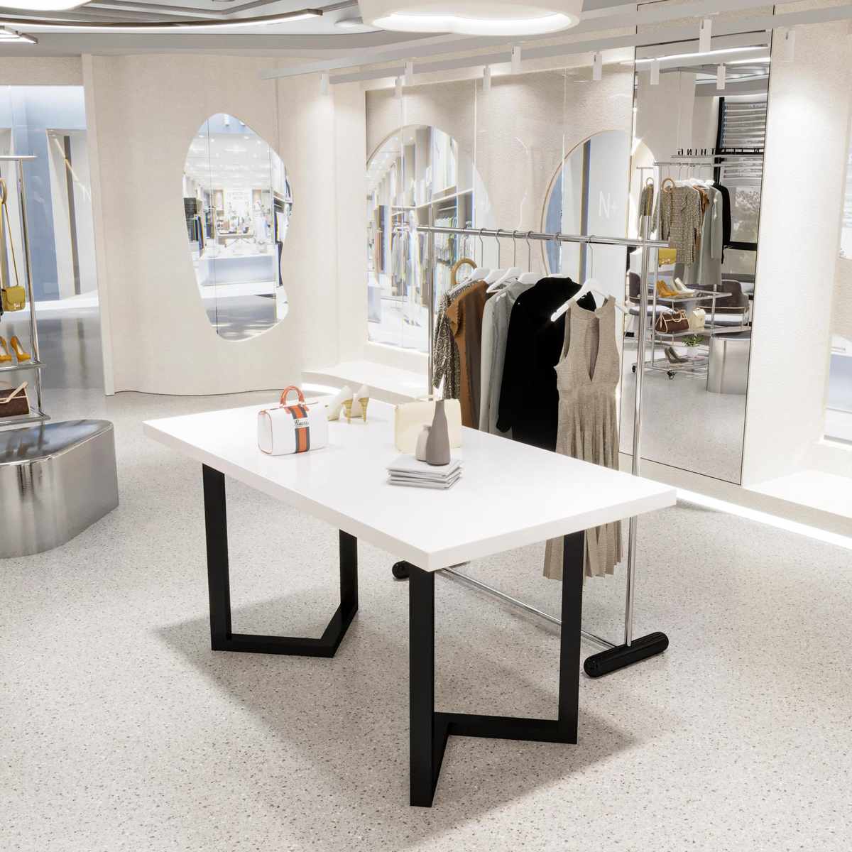 w~服装店展示桌中间摆放桌子流水台中岛台包包饰品展示台展会专用