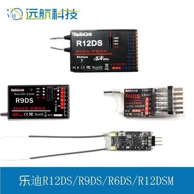 乐迪R6DS R9DS R12DS R6DSM 2.4G航模遥控器AT9 AT9S AT10接收机