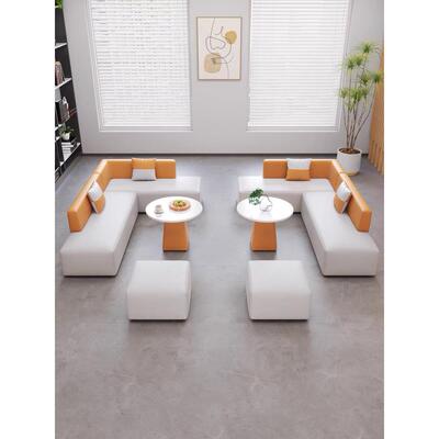 沙发茶几组楼合休会息区休闲拼接长公条凳办可客厅沙发售处洽见详