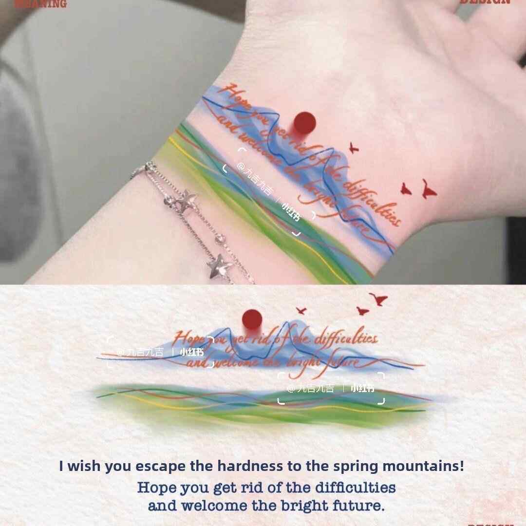 逃避难以春天山民族风格利基彩色手腕纹身贴纸防水新潮新玫瑰小清新的女人