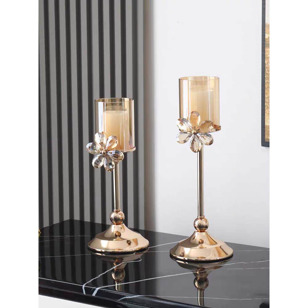 水晶烛台可访问豪华餐桌烛光晚餐浪漫气氛安排烛台家庭蜡烛装饰品