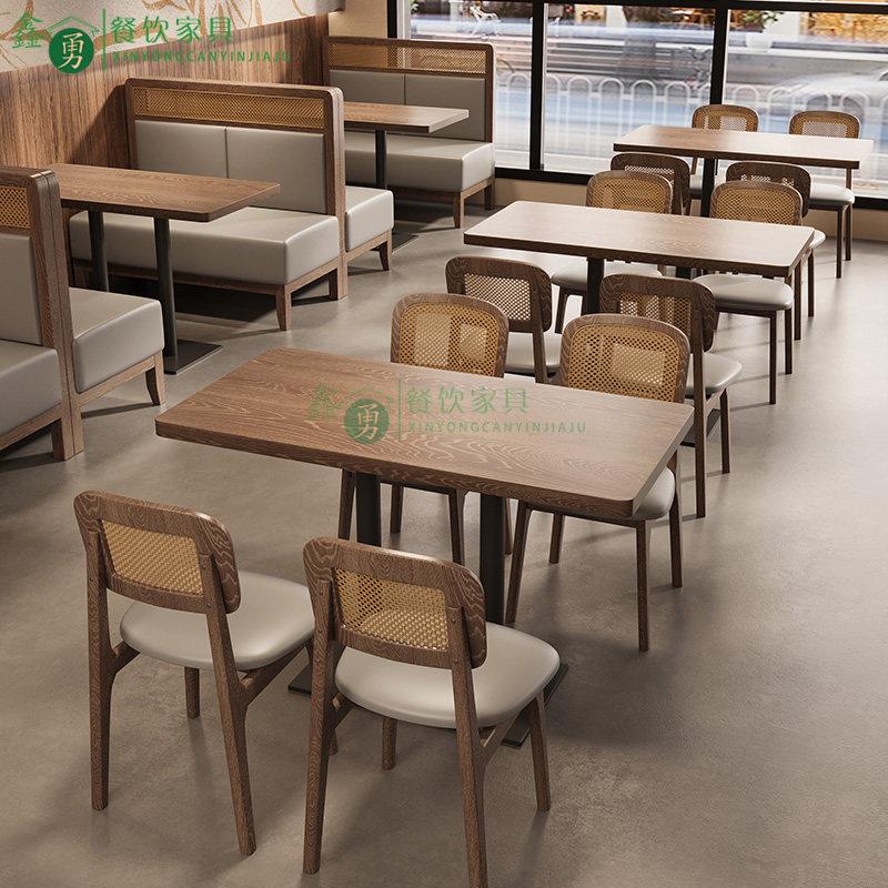 主题饭厅卡座沙发茶楼日料店融合饭厅餐饮店面馆饭店桌椅组合商用