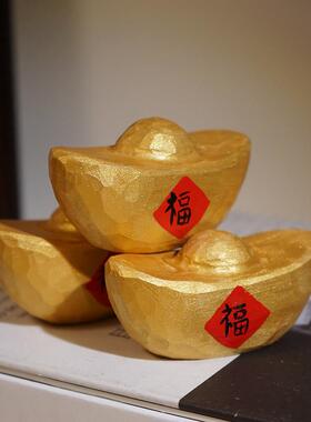 祝福金元宝手工木雕小饰品可爱卡通创意财富办公室桌面饰品好东西