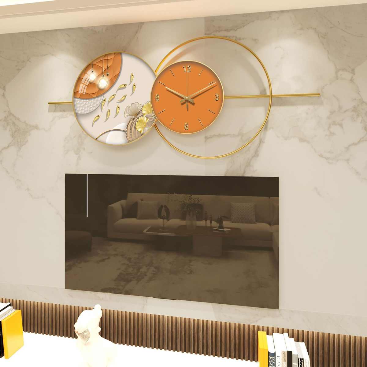 轻奢挂钟现代简约装饰画电视墙钟表家用时尚简约艺术创意餐厅挂墙