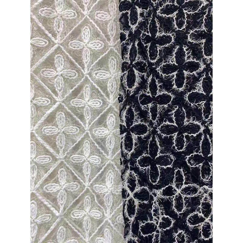 厂家直销  新款珠片钩花 刺绣绣花网纱蕾丝花边面料 绳绣四叶草格,居家布艺,花边,淘宝优惠券,粉丝福利购,淘宝优惠卷