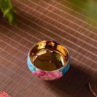 釉下彩肖建辉手绘内金杯子功夫茶杯耐高温茶盏 高档黄金器主人杯
