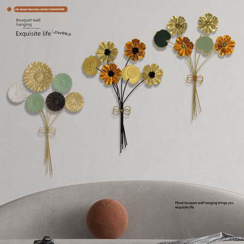 欧式铁艺装饰壁挂客厅卧室玄关墙面装饰挂件创意金属花朵壁挂摆件