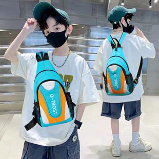 户外外出旅游男孩小背包时尚运动包中大童潮酷帅气双肩斜挎两用包