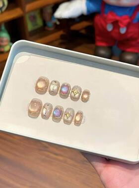 【雅典娜】浮雕猫眼手工穿戴甲级感短款2025新款猫眼穿戴甲美甲