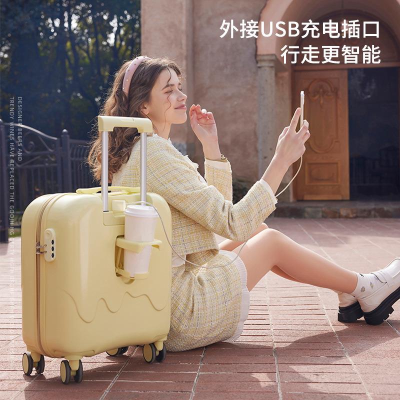 不莱玫超轻登机行李箱高颜值多功能儿童旅行密码皮箱18寸小型拉杆