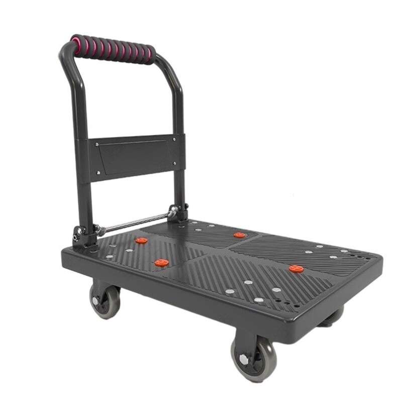 洛港90*60加厚耐磨板5寸静音轮黑600斤车板加厚小推车拉货车拖车