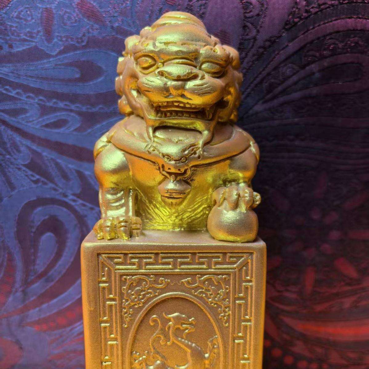 仿古貔貅玉玺树脂摆件仿寿山石母子玉玺家居装饰古玩收藏工艺品