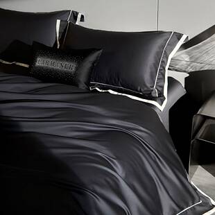 双股全棉意式极简纯色四件套轻奢长绒棉床上用品纯棉床单