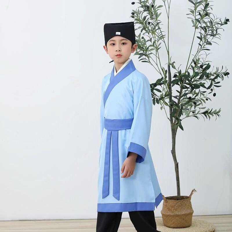 儿童国学演出服书童服童学馆国学班学堂古装汉服送帽子男女通用