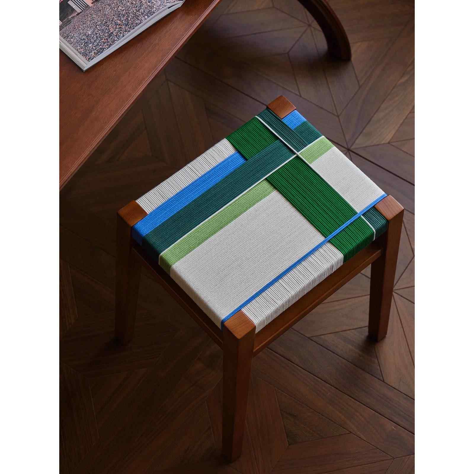 至夏｜凳子可叠放小众设计师家具换鞋凳梳妆凳覆古家具咖啡店编织