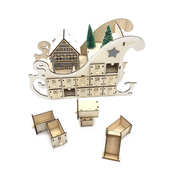 饰摆件工艺品 木制圣诞装 创意木质24倒计时圣诞日历 家居雪橇日历