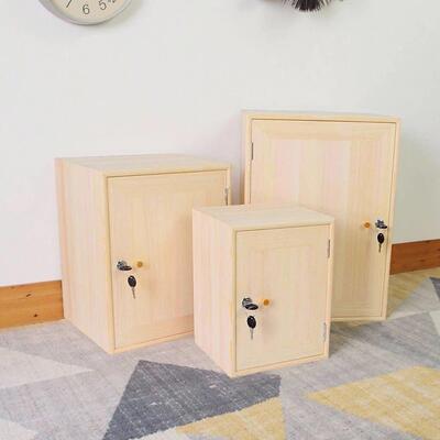 单门木柜收纳柜 迷你带门立柜 带锁小柜子 实木收纳展示柜可定制