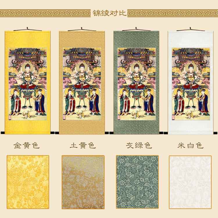 孔雀大明王画像佛母金刚卷轴挂画佛堂装饰画绢布画定制订做图片
