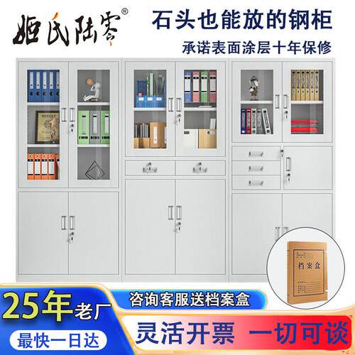 文件柜铁皮柜钢制办公柜资料柜档案柜凭证柜带锁抽屉储物柜子矮柜