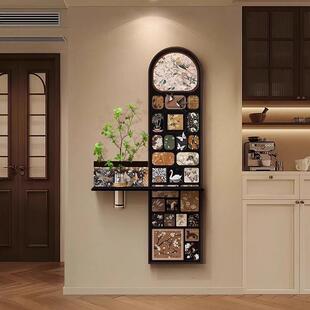 水培绿植玄关装 饰画中古风客厅复古艺术入户正对门过道尽头挂画